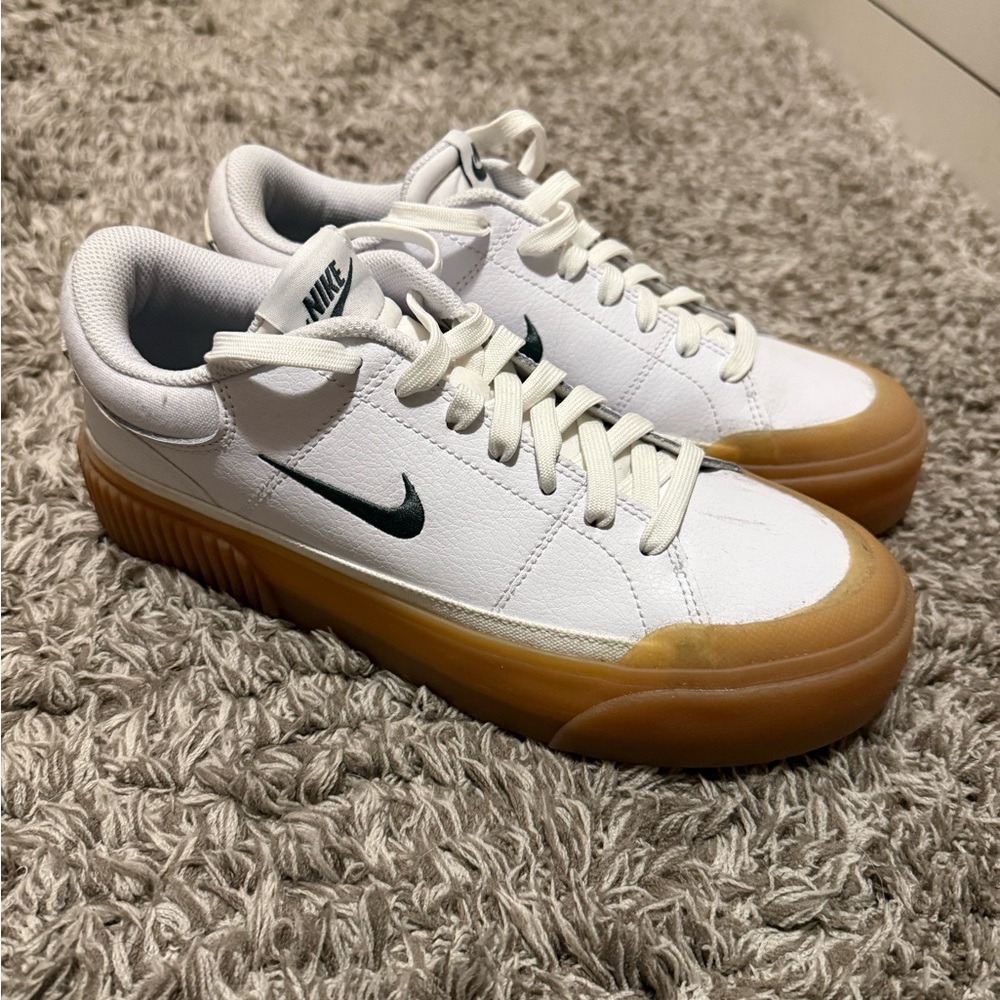 Nike Women's White Sneakers with Gum Platform Sole